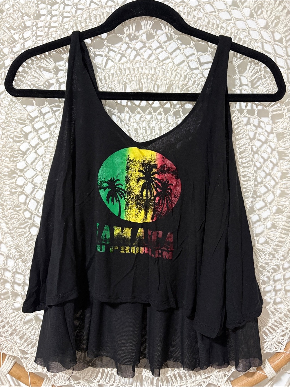 Ambiance Black Rasta Palm Layered Tank